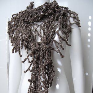 NEW Handmade, 100% Natural Wool, Allure Wavy V Scarf, 95"L & 23"D